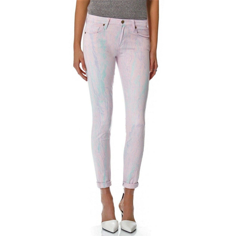 Paige Denim Watercolor Verdugo Marbled Pastel Pink Ultra Skinny Jean Wom 26